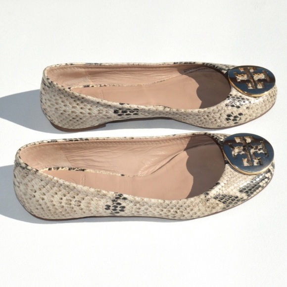 Tory Burch Reva Snake Skin Print Ballerina Flats - Picture 3 of 8